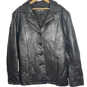 Vintage Patchwork Black Leather Jacket Size 2X Plus Y2K 90s Grunge Hippie